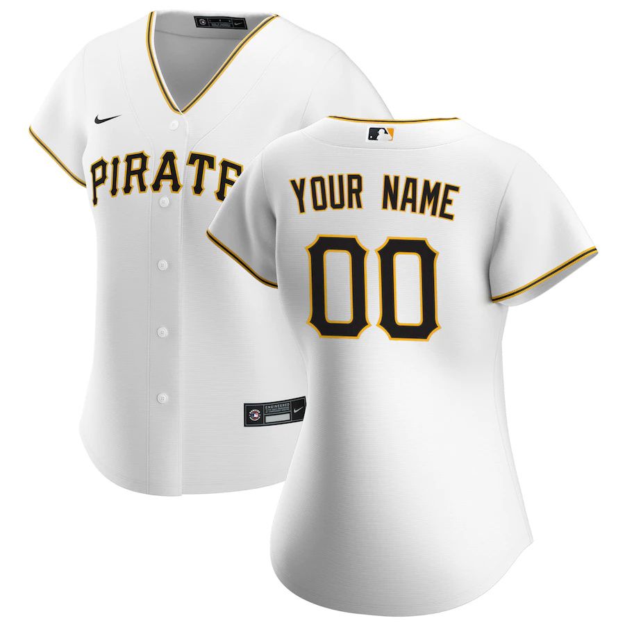 Cheap Womens Pittsburgh Pirates Nike White Home Replica Custom MLB Jerseys